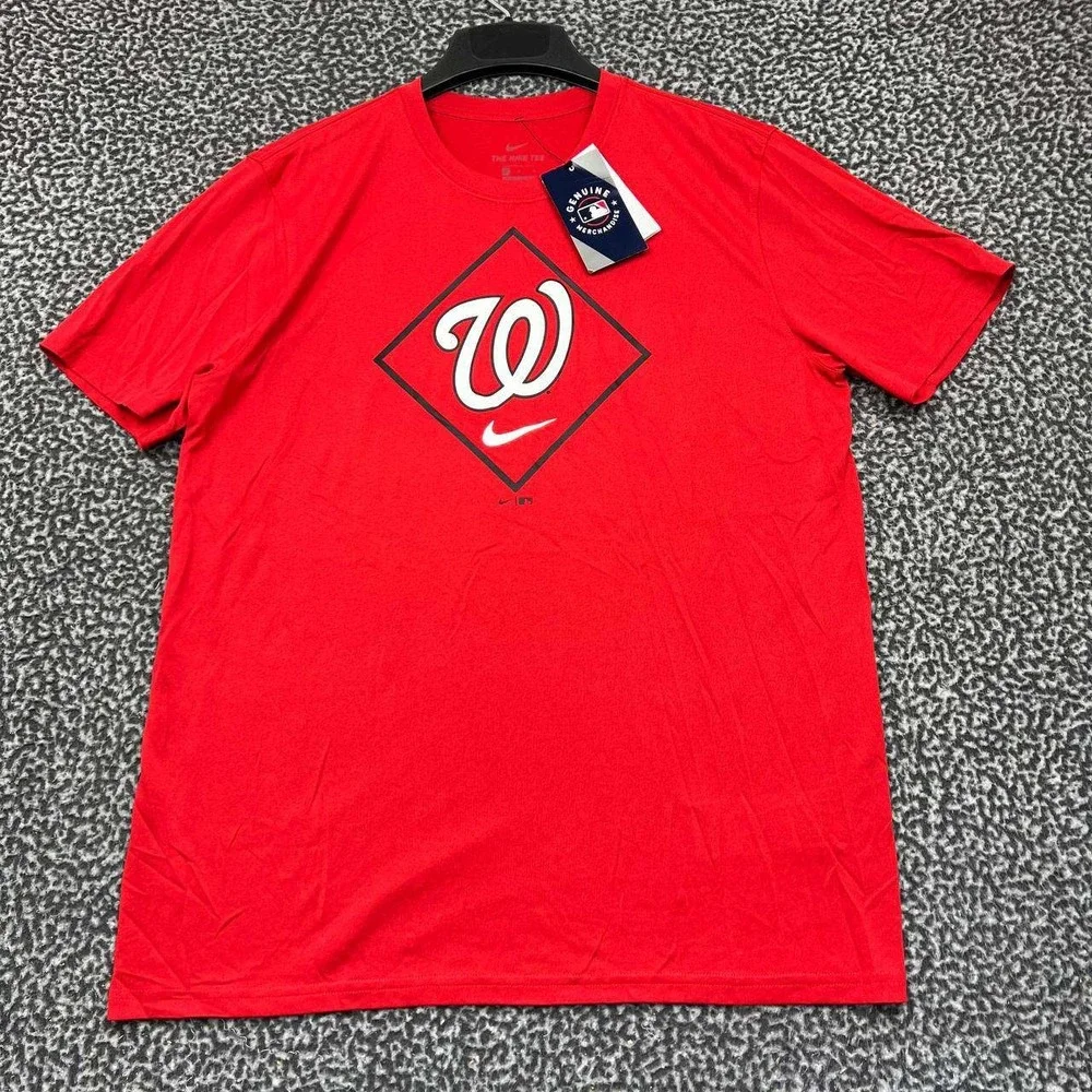 Nike Dri-Fit Shirt Men Large Washington Nationals Short Sleeve‎ Crew Neck New L